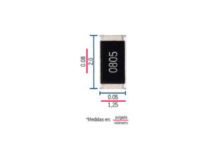 Resistencia de 1K Ohm 1% encapsulado 0805, componente SMD de película delgada.
