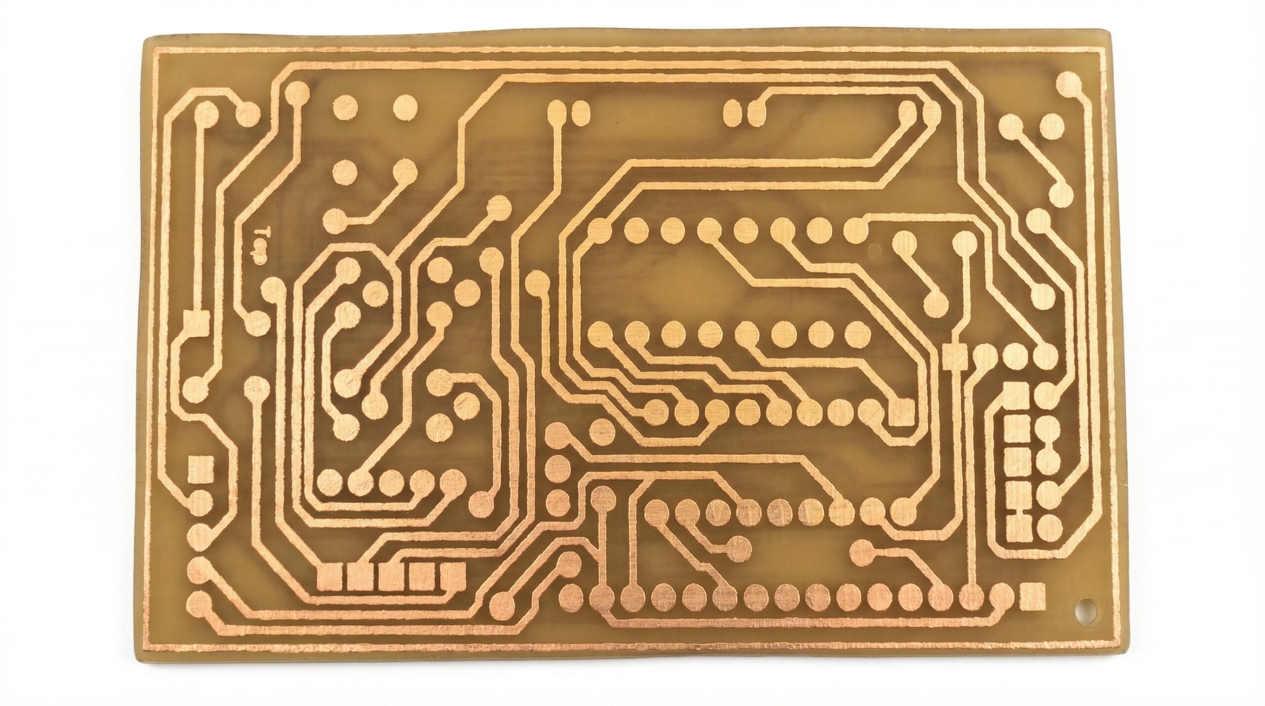 capa de cobre donde se visualiza las pistas de cobre de una pcb